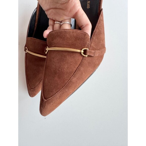 VERONICA BEARD Leslie Cedar Brown Suede Pointed Toe High Heel Mules, Size 8.5 - Picture 7 of 14